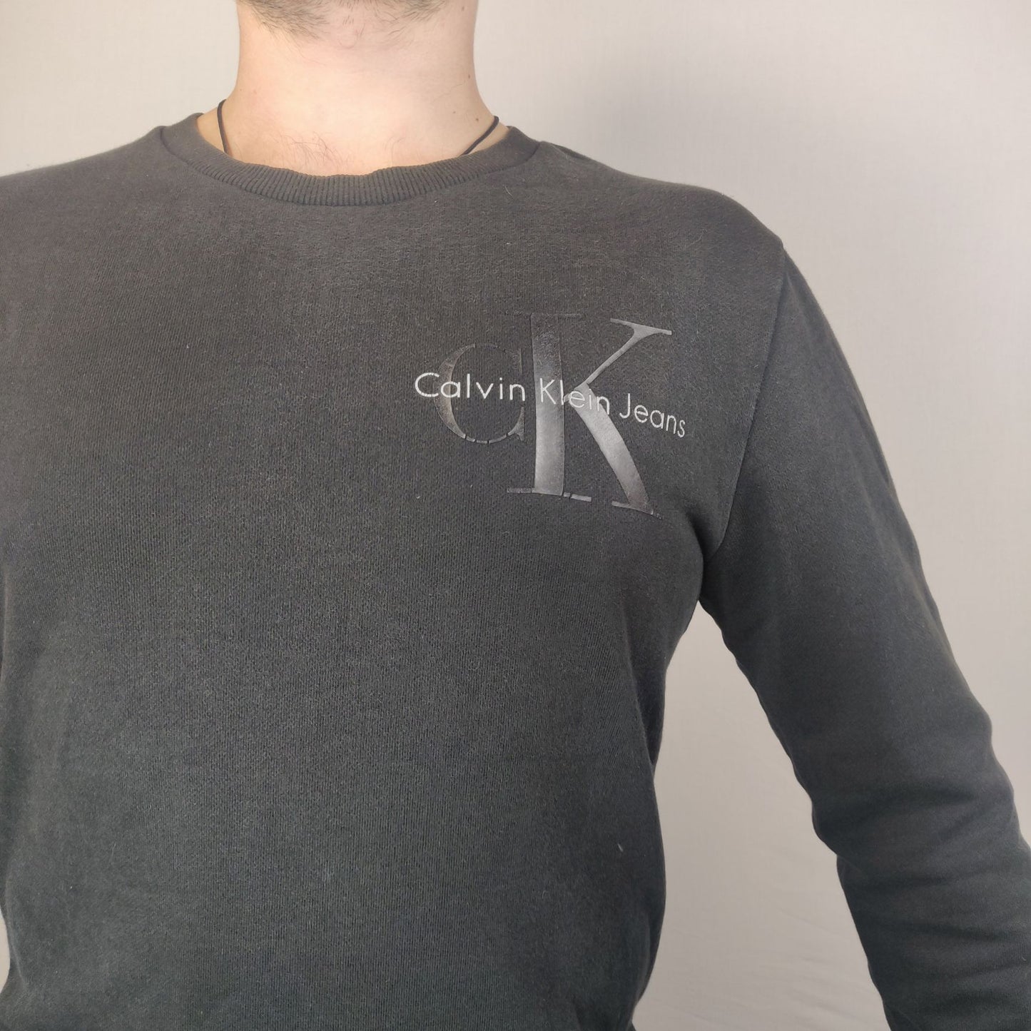 Calvin Klein Jeans Black Sweatshirt Pullover Men Size Medium