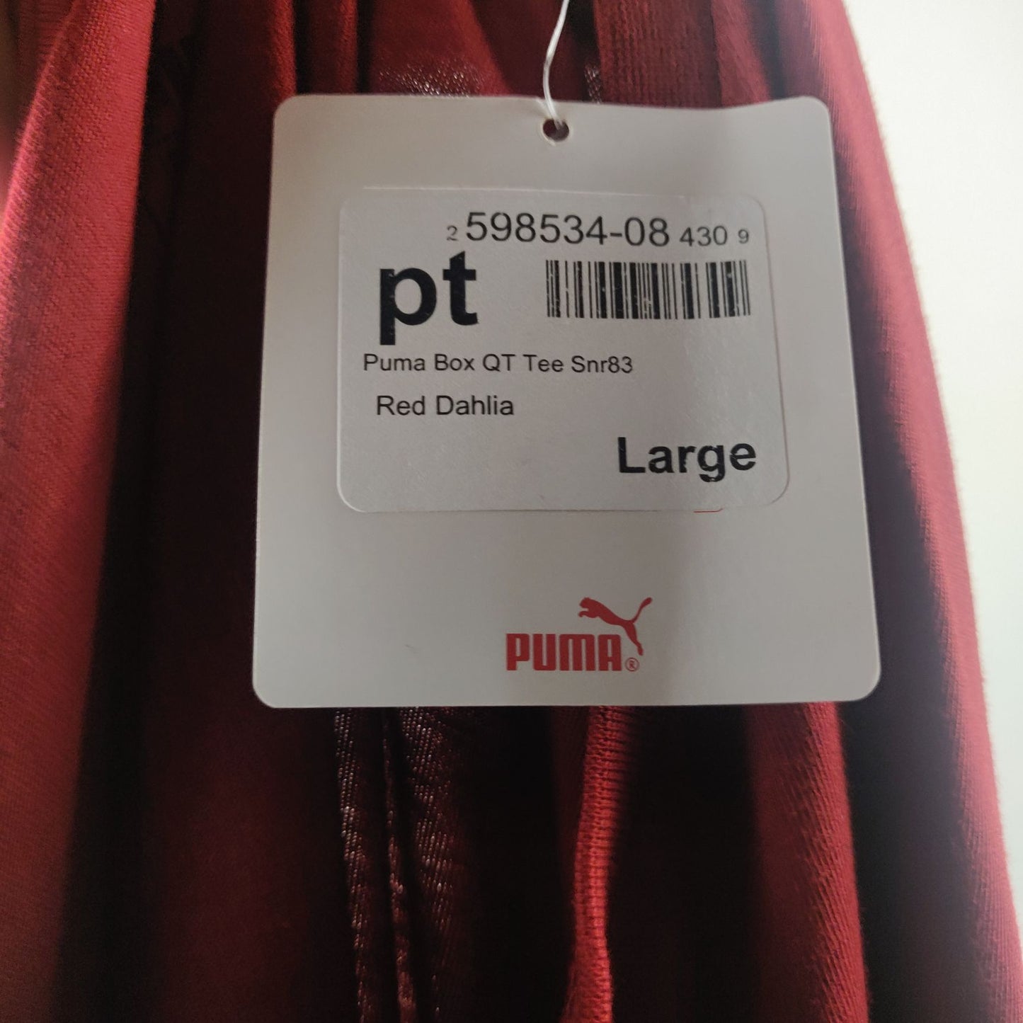 Puma Box QT Red T-shirt Short Sleeve Men Size Large