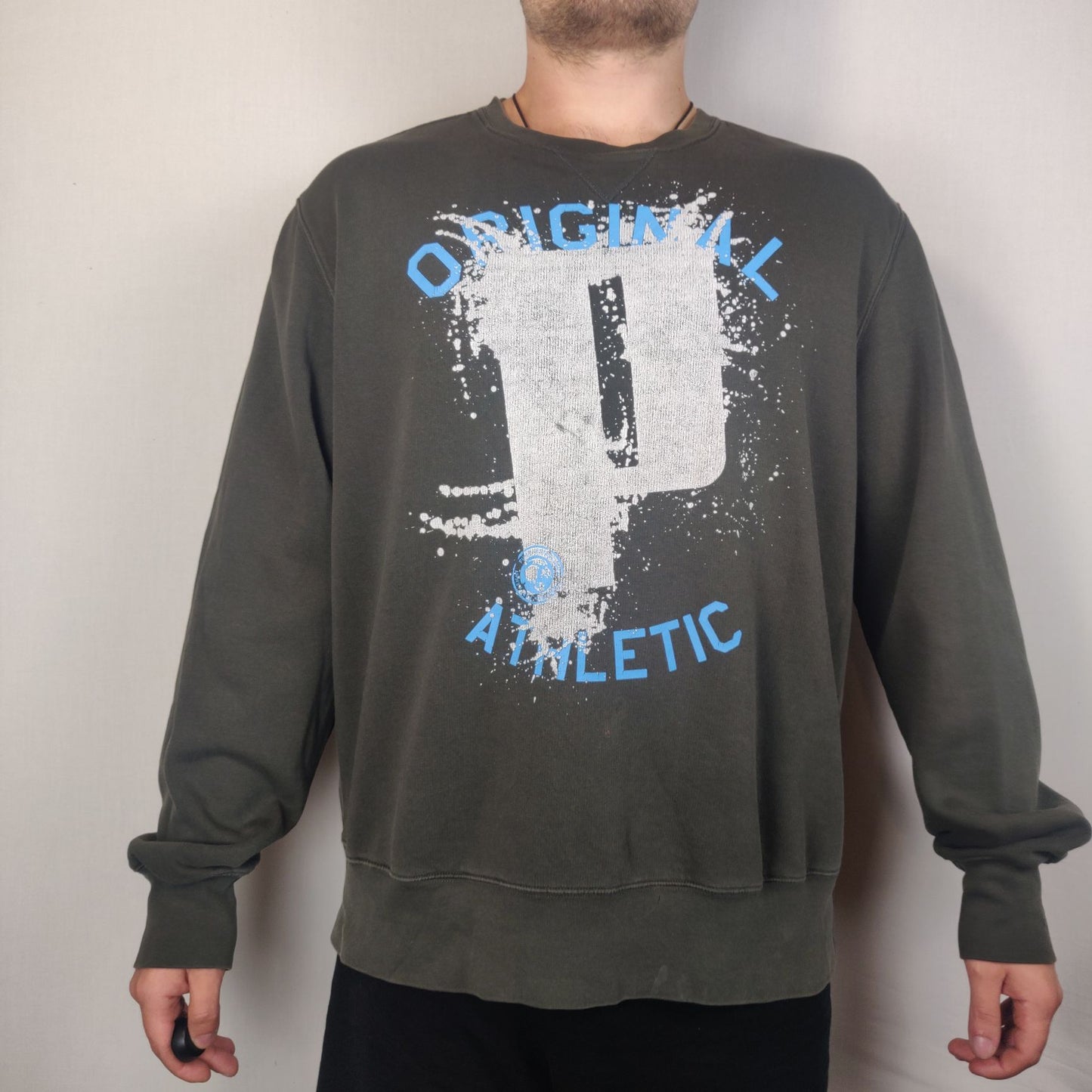 Puma Original Athletic Green Sweatshirt Long Sleeve Men Size XL