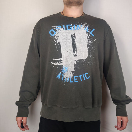 Puma Original Athletic Green Sweatshirt Long Sleeve Men Size XL