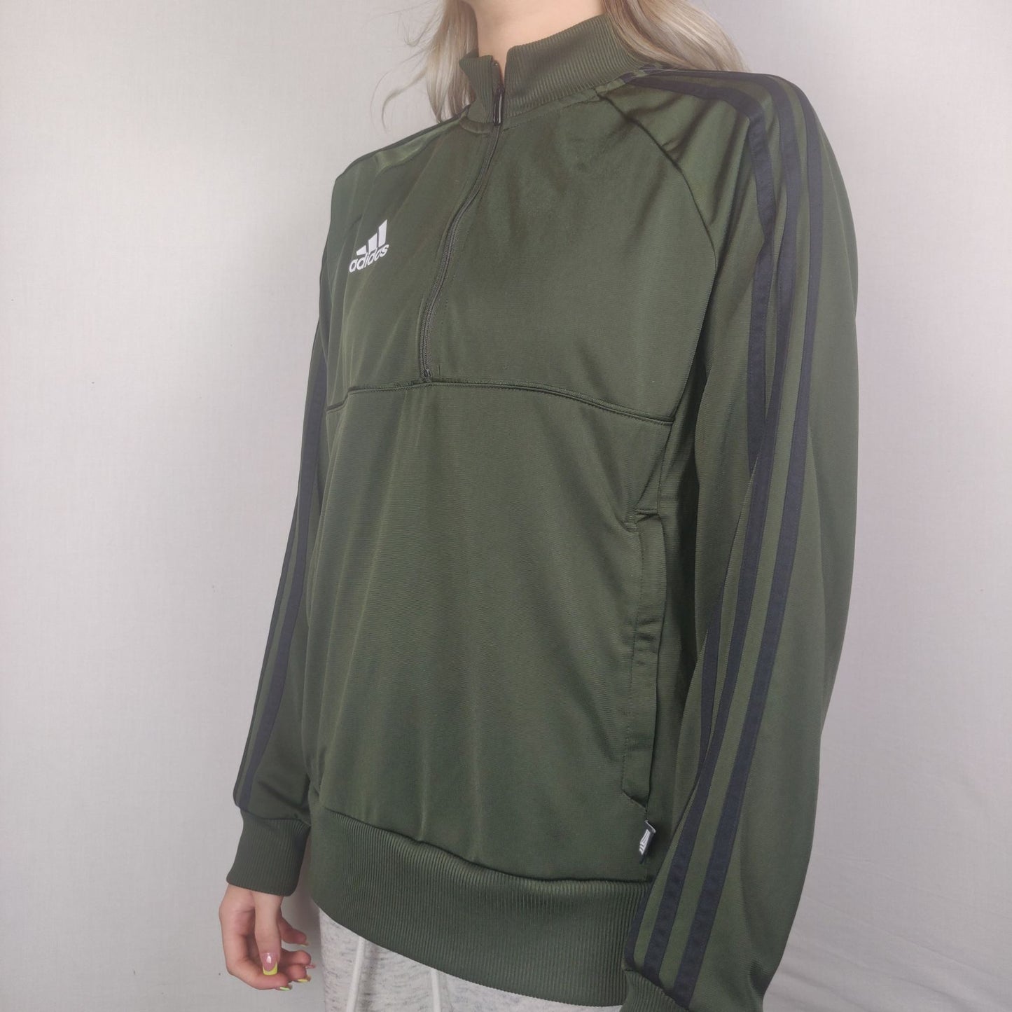 Adidas Green Sweatshirt 1/4 Zip Long Sleeve Boys 13-14 Years