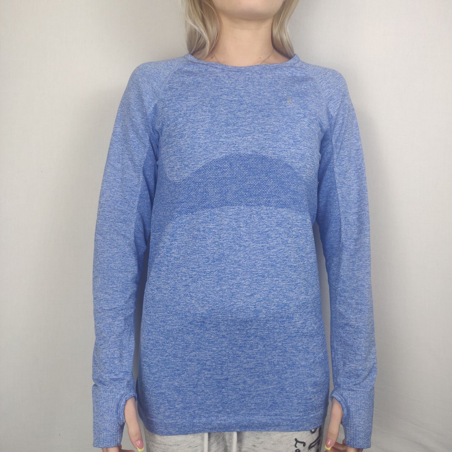 Work Out Blue Sweatshirt Long Sleeve Crew Neck Women Size Small