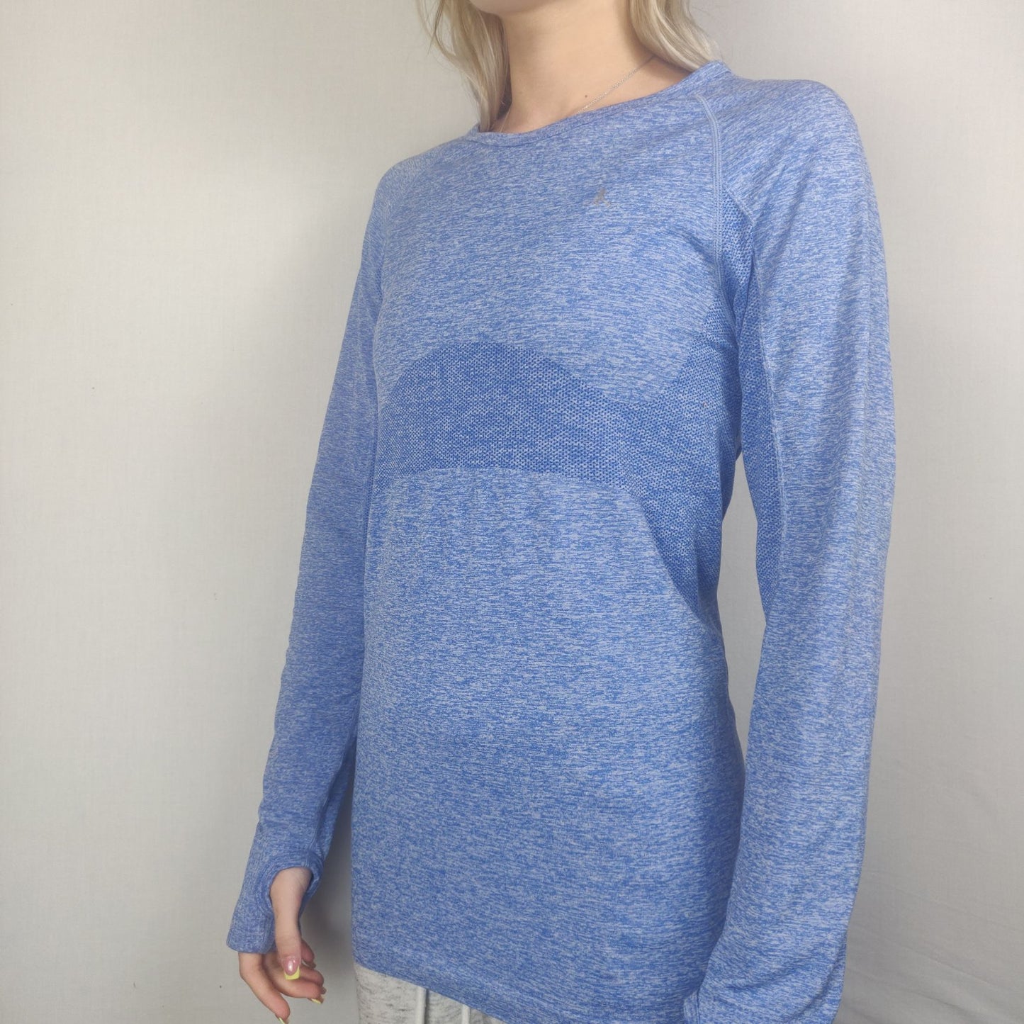 Work Out Blue Sweatshirt Long Sleeve Crew Neck Women Size Small