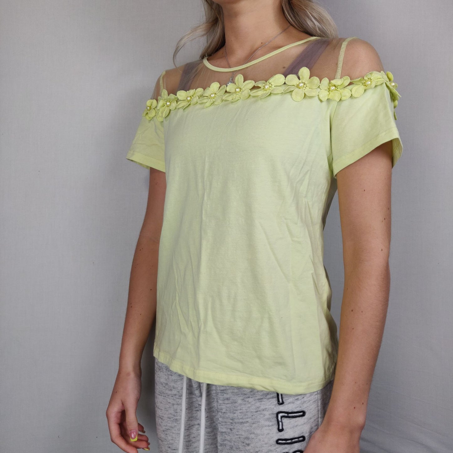 Qed London Yellow Cold Shoulder Shirt Women Size UK 12