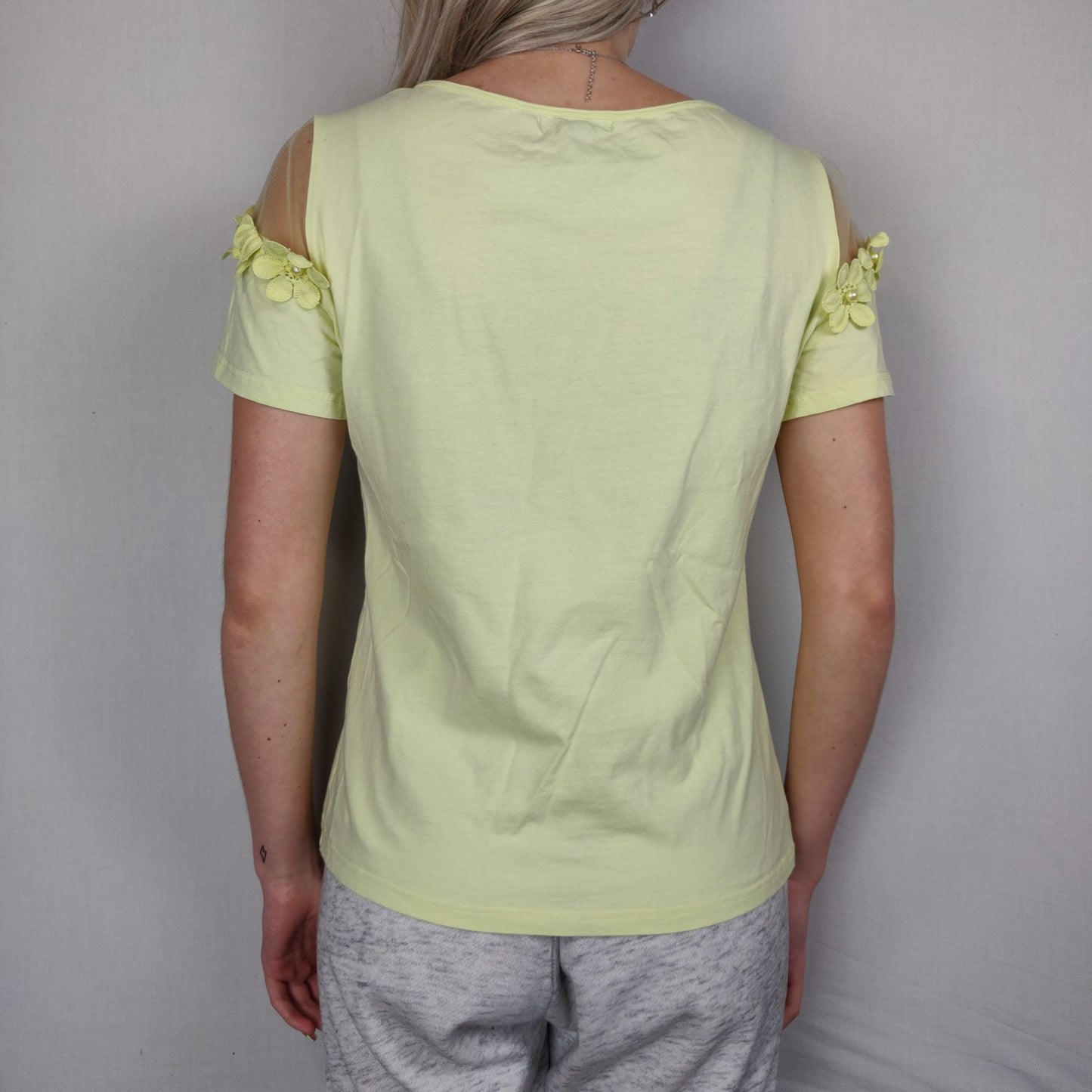 Qed London Yellow Cold Shoulder Shirt Women Size UK 12