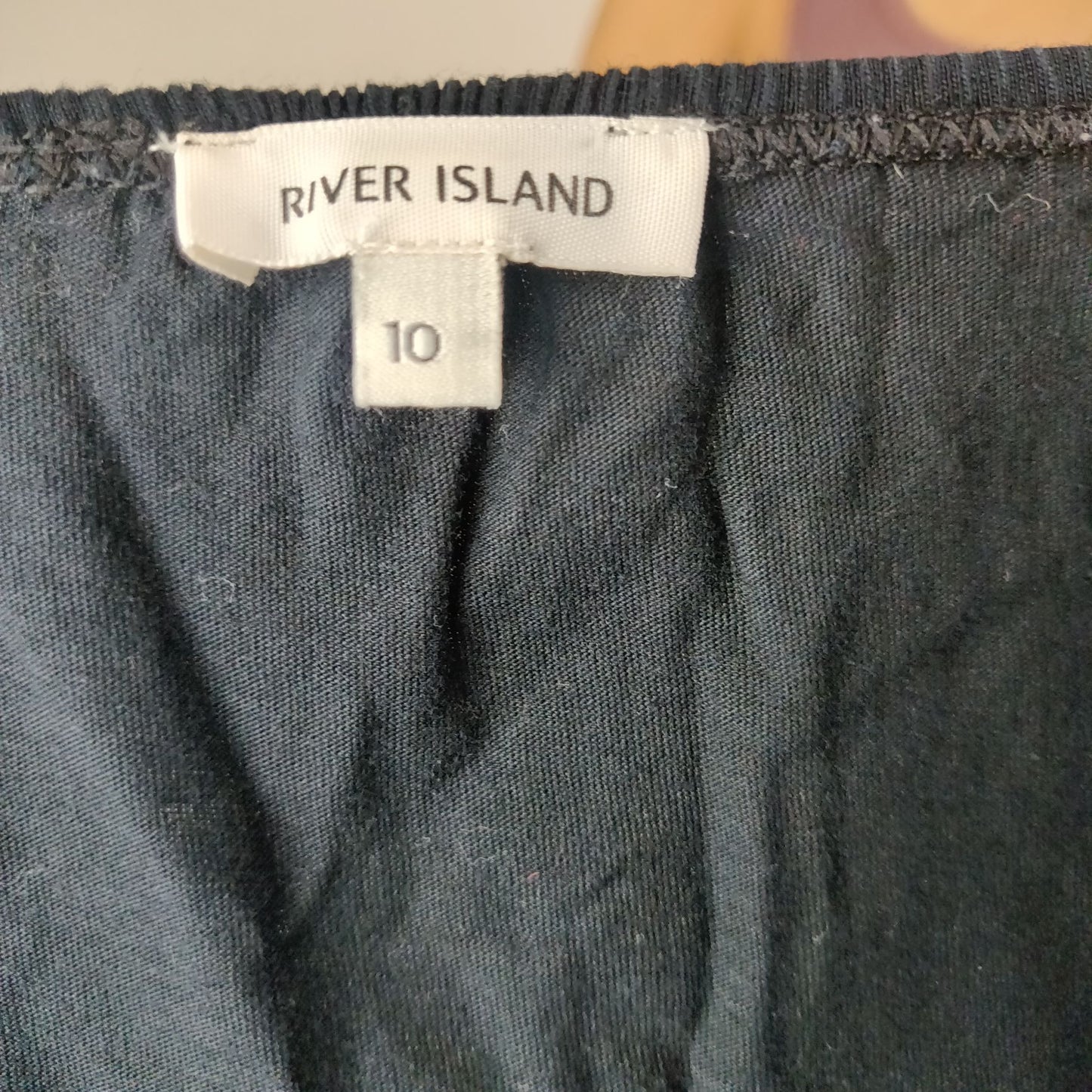River Island Black "Wild Spirit" Cold Shoulders Top Women Size UK 10