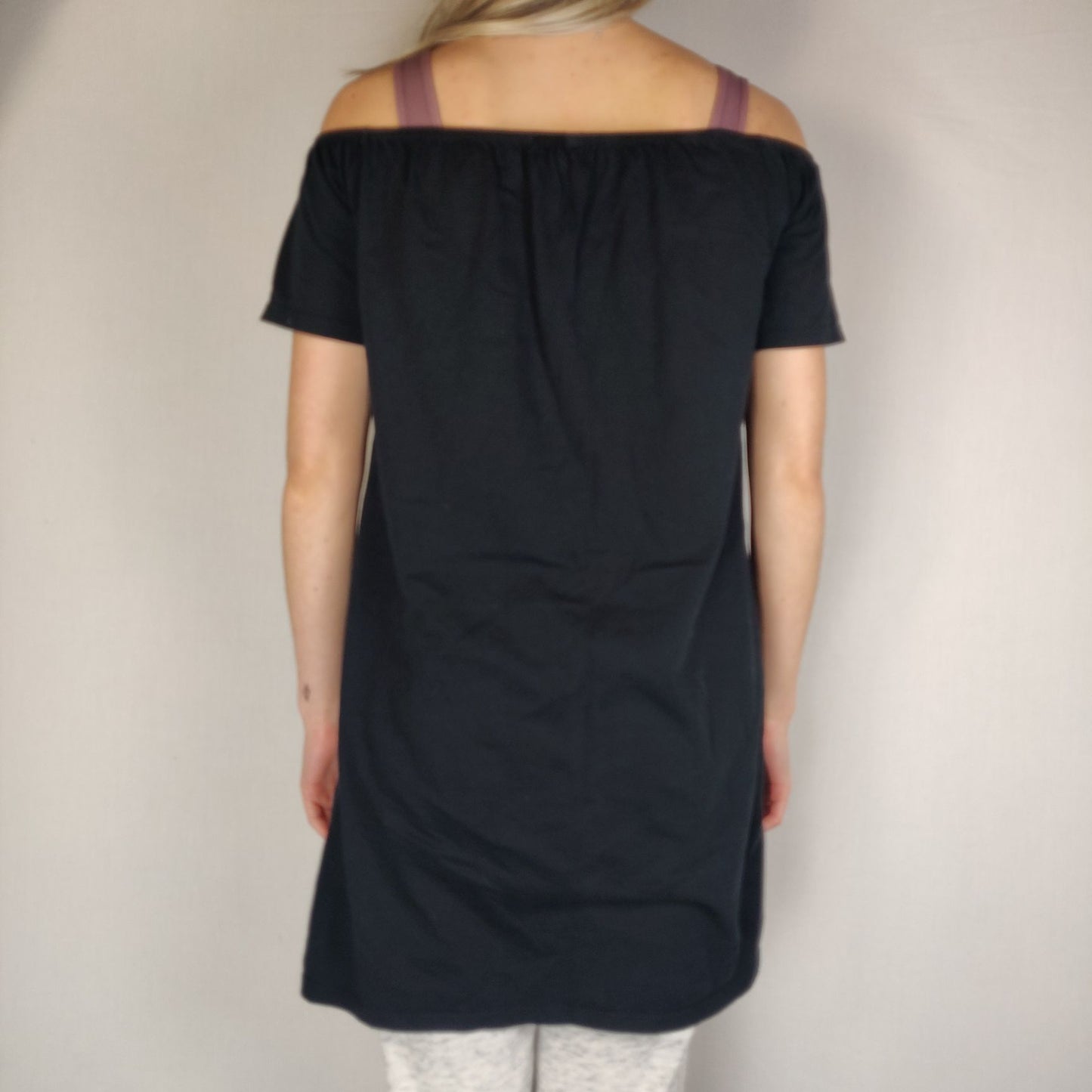 River Island Black "Wild Spirit" Cold Shoulders Top Women Size UK 10