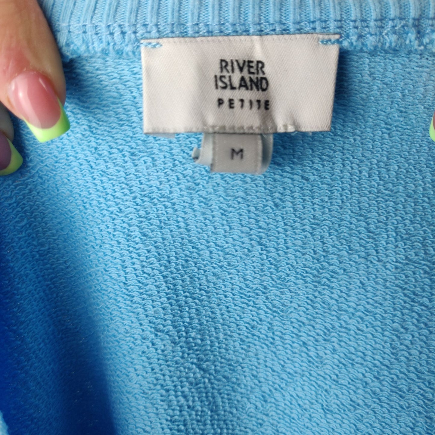 River Island Petite Blue Sweatshirt "Love Yourself" Women Size Medium