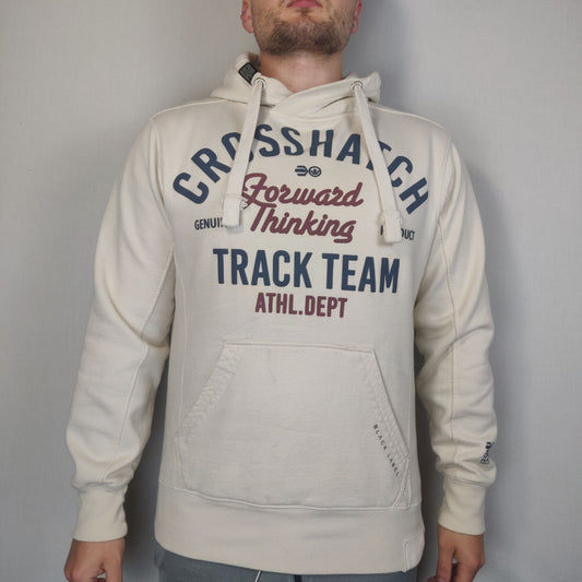 Crosshatch Black Label White Hoodie Pullover Men Size Large