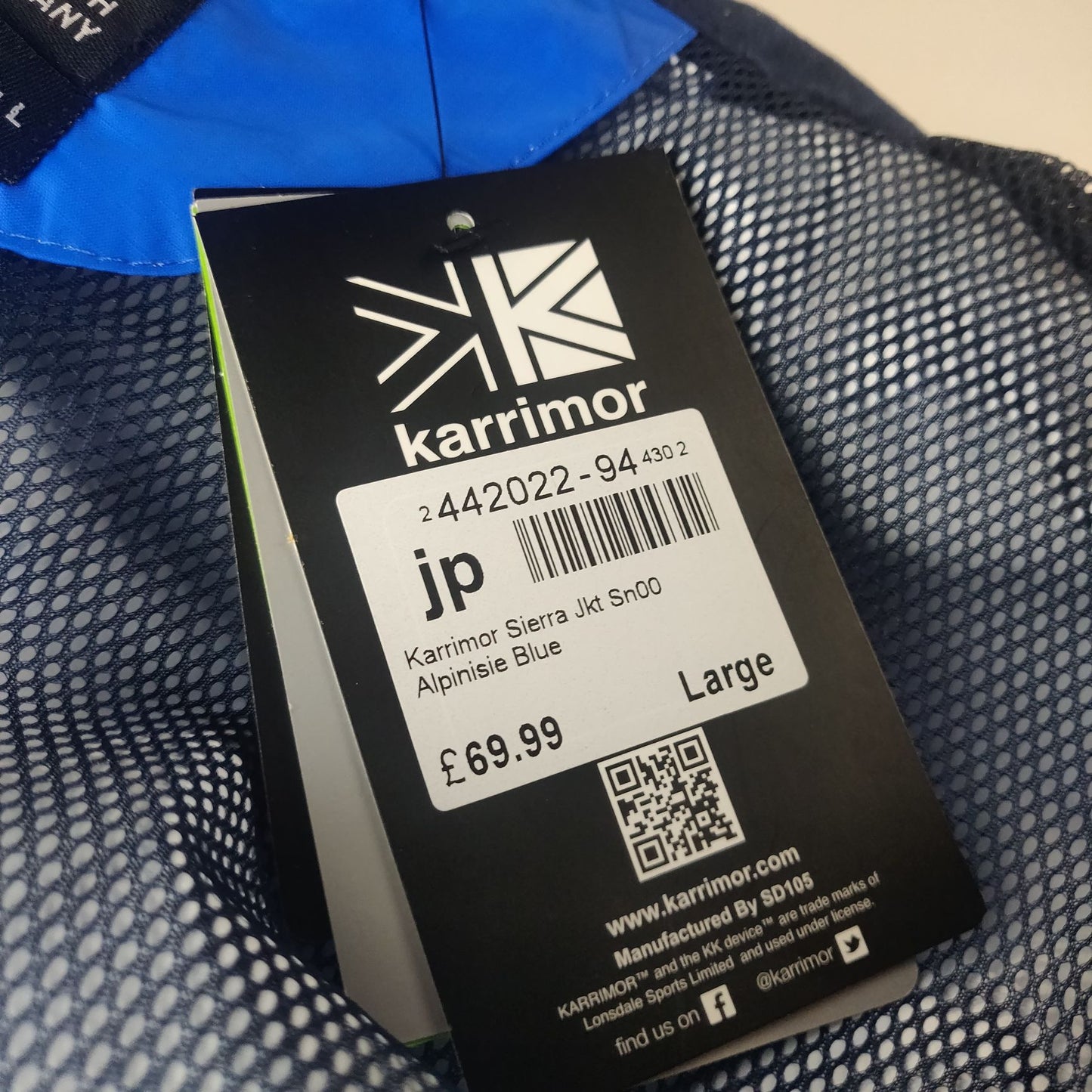 Karrimor Blue Outdoor Waterproof Jacket Men Size Large