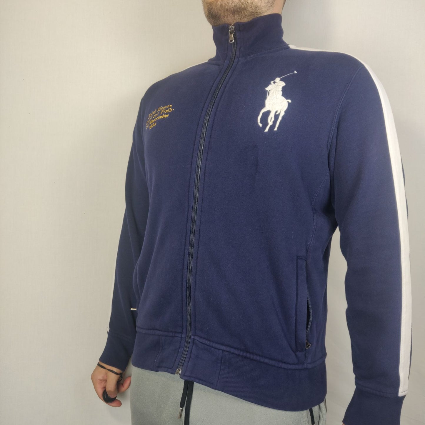 Polo Ralph Lauren Track & Field Championships 1934 Vintage Navy Zip Sweatshirt Men Size Medium