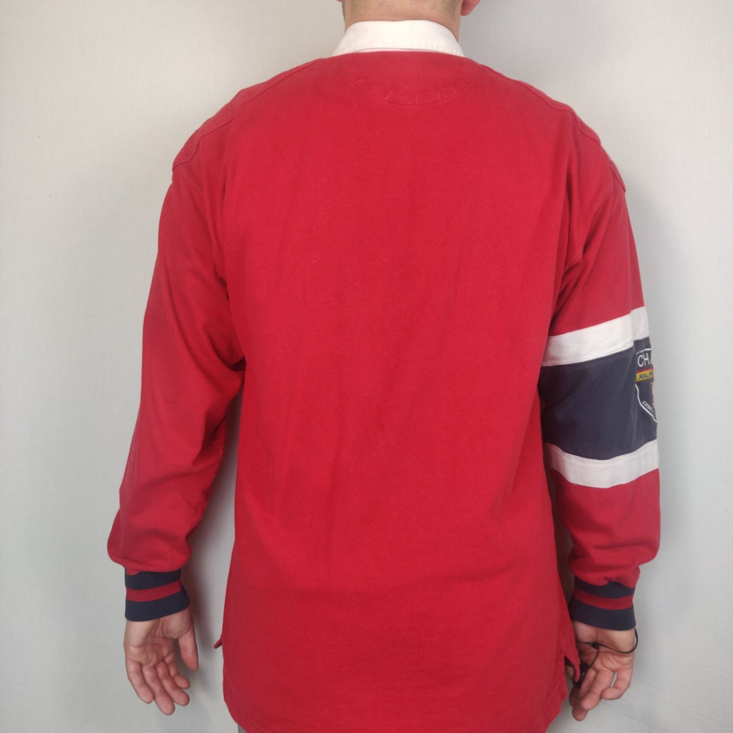 Chaps Ralph Lauren Vintage Red Sweatshirt Mock Neck Men Size Medium