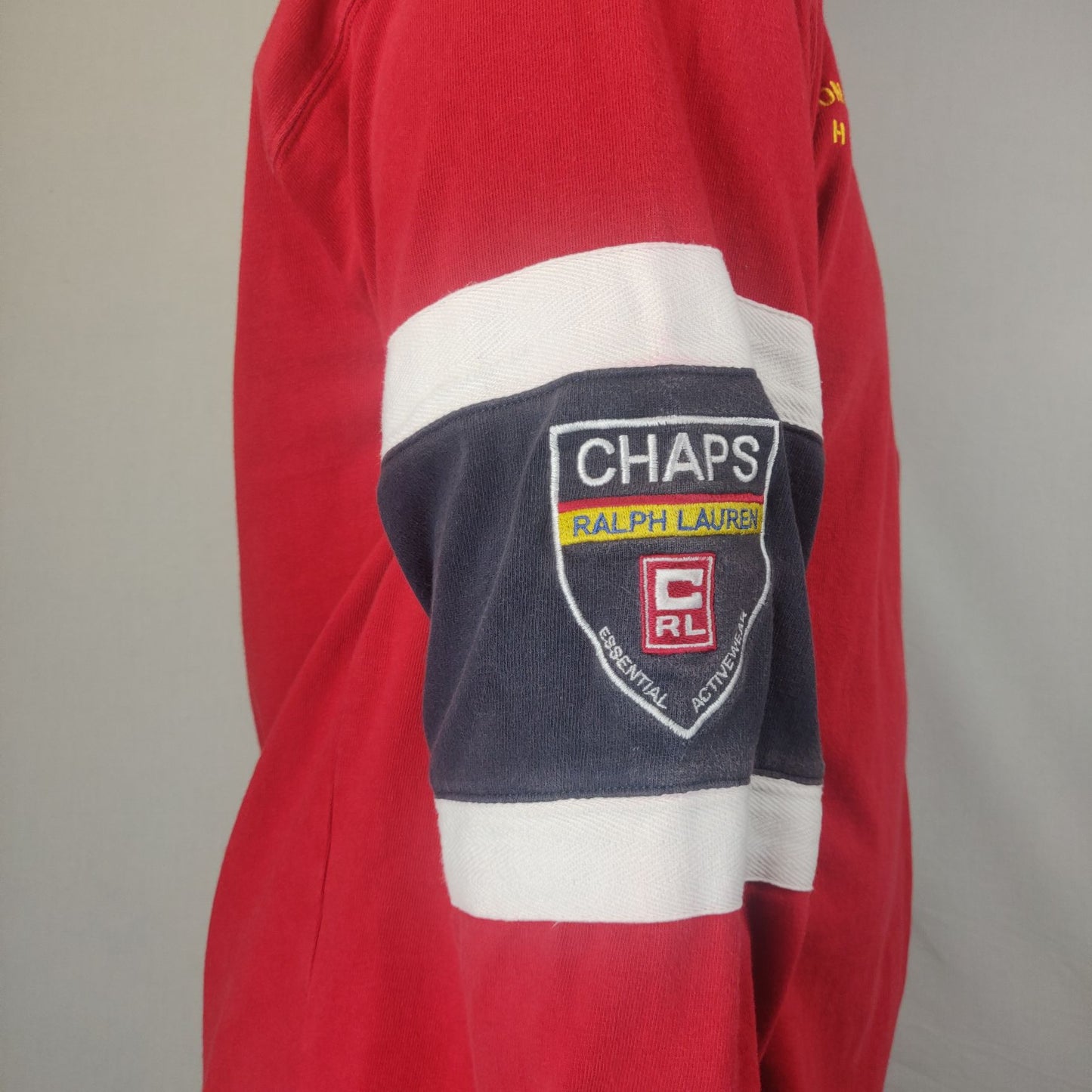 Chaps Ralph Lauren Vintage Red Sweatshirt Mock Neck Men Size Medium