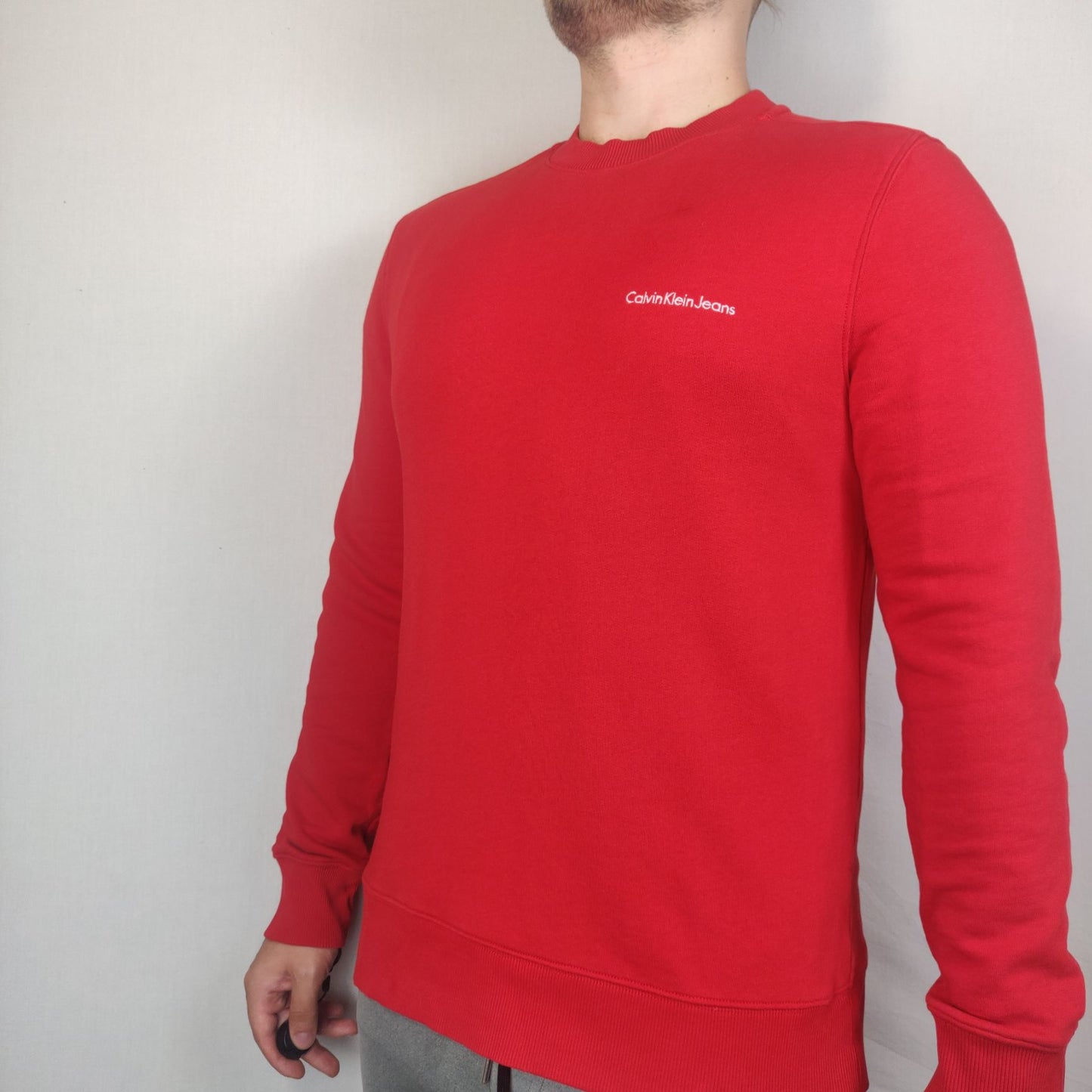 Calvin Klein Jeans Red Sweatshirt Pullover Men Size Medium