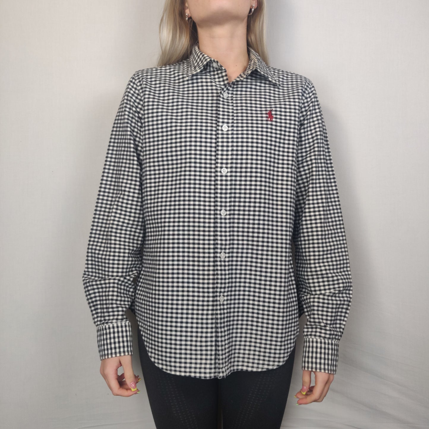Ralph Lauren Polo Golf White Black Pattern Shirt Women Size UK 6