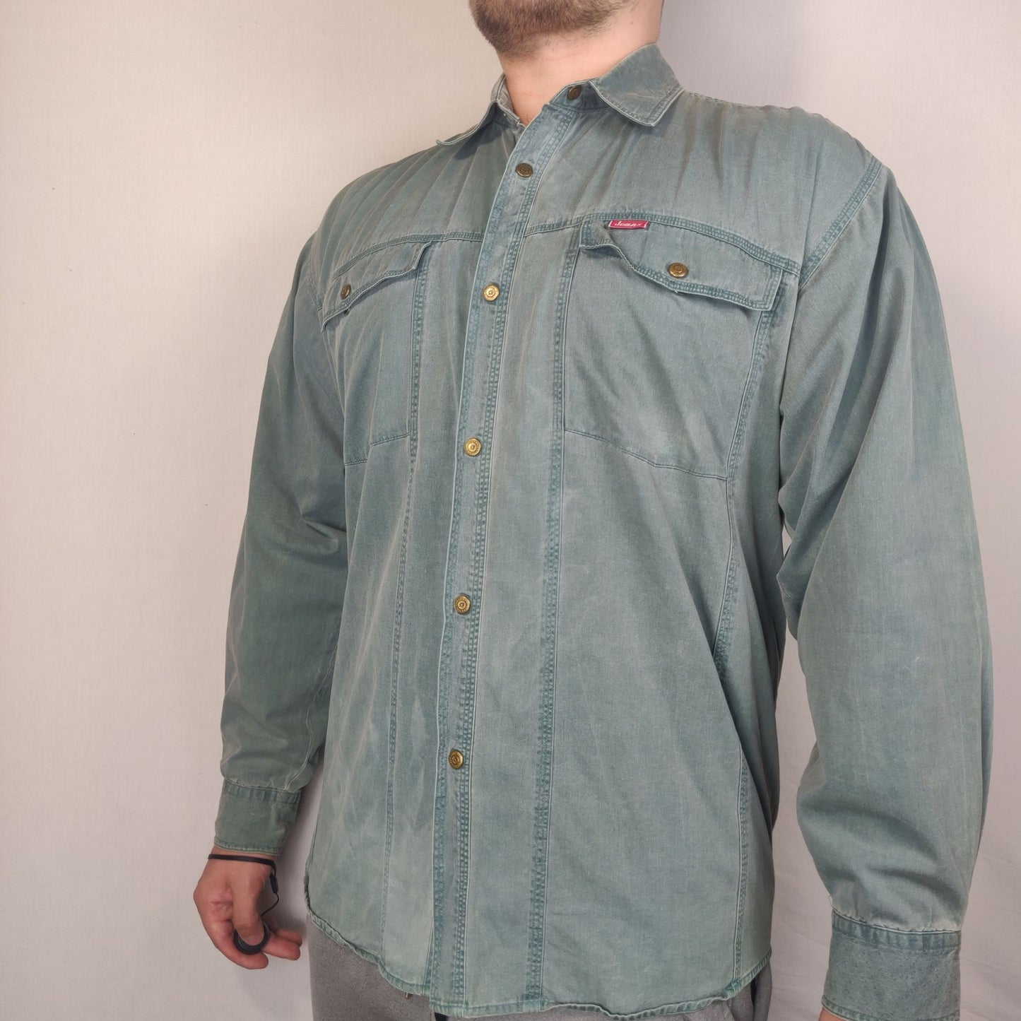 Beitex Green Jeans Button Up Shirt Men Size 43
