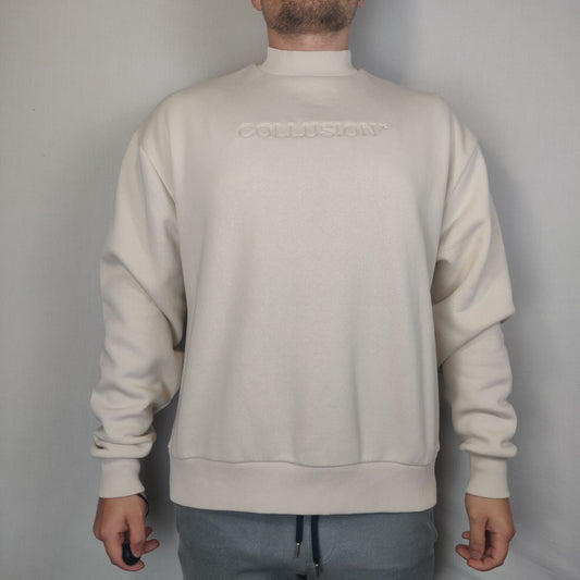 Collusion White High Neck Sweatshirt Pullover Long Sleeve Men Size XS