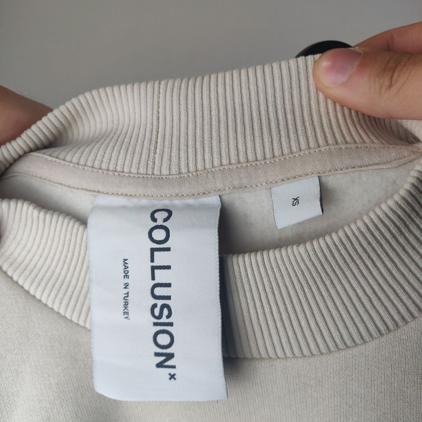 Collusion White High Neck Sweatshirt Pullover Long Sleeve Men Size XS
