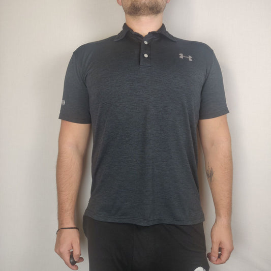 Under Armour Heatgear Black Loose Polo T-shirt Men Size Large