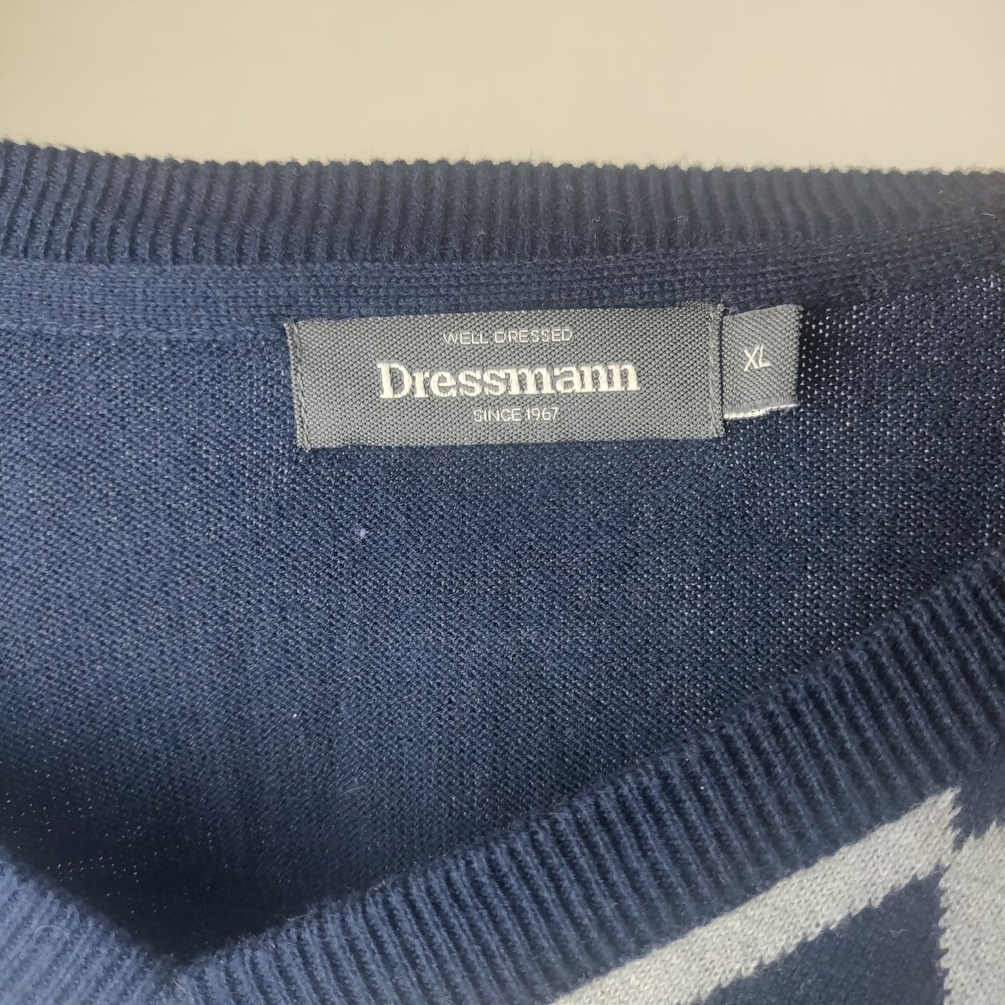 Dressmann Navy Jumper Sweatshirt Long Sleeve Men Size XL