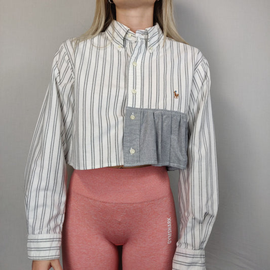 Ralph Lauren White Cropped Button Shirt Women Size Medium