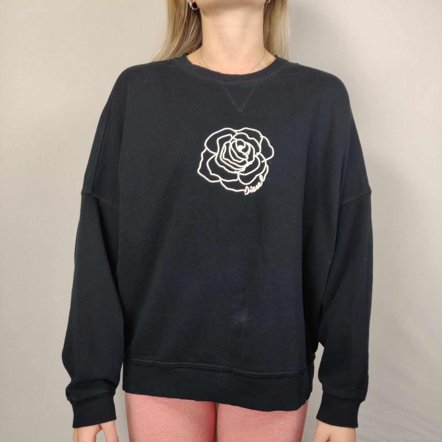 Diesel Black Sweatshirt Pullover Long Sleeve Women Size Medium/Large