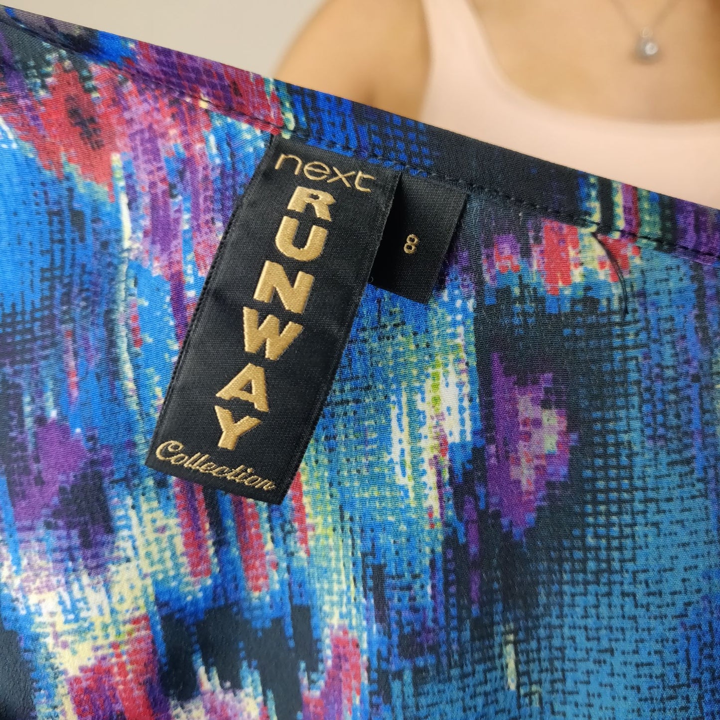 Next Runway Blue Floral Dress Sleeveless Women Size UK 8