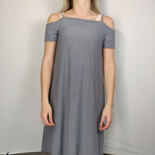 Esmara Grey Long Dress Open Shoulders Women Size Small