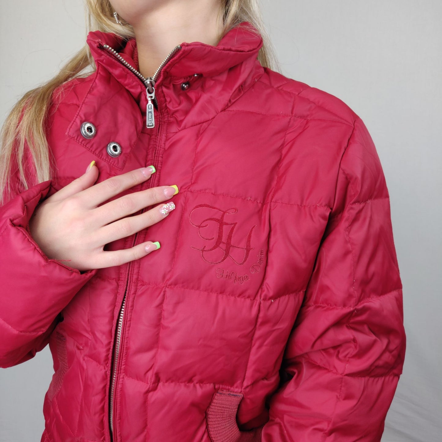 Tommy Hilfiger Red Puffer Jacket Women Size Medium