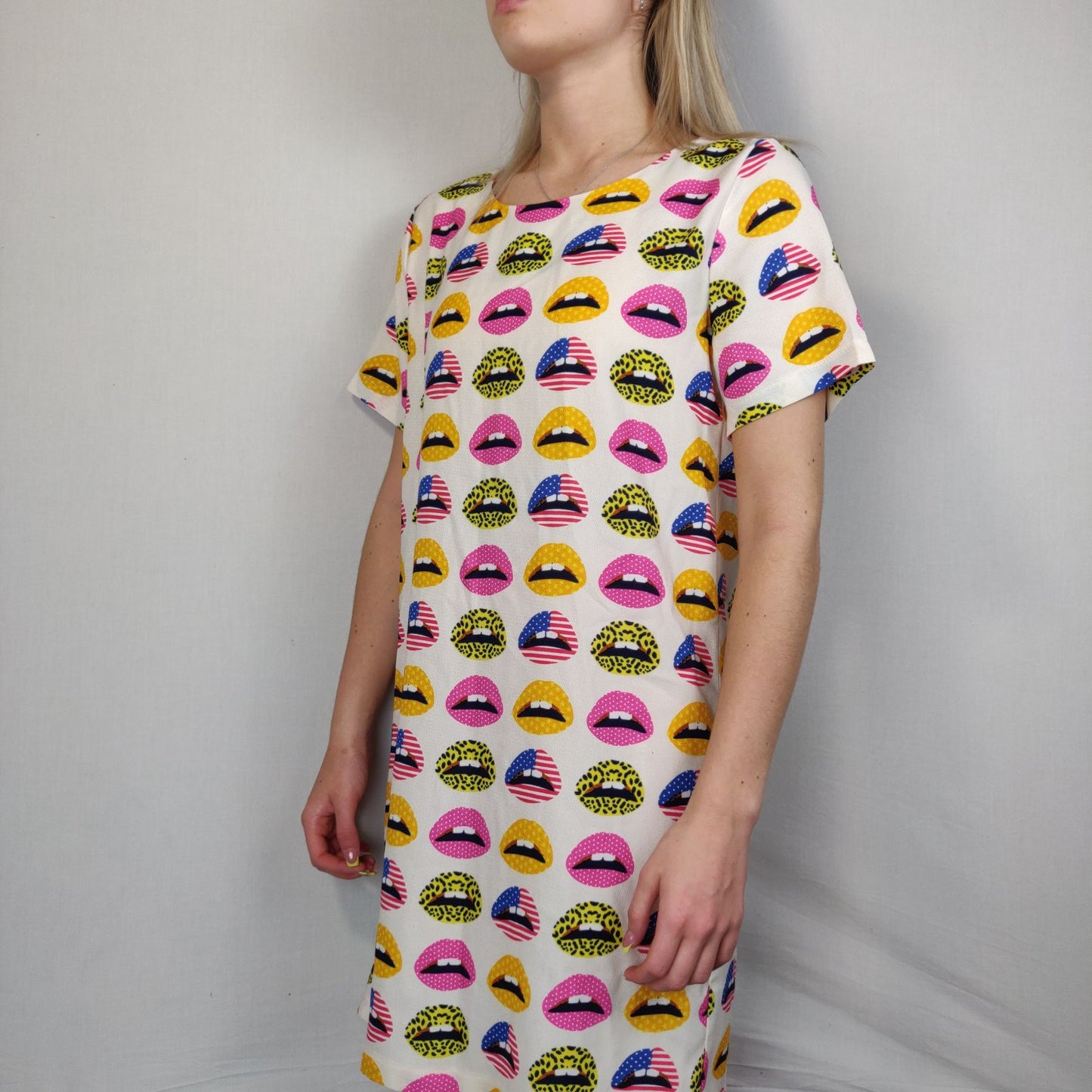 Vera & Lucy White Print Long Dress Women Size Medium