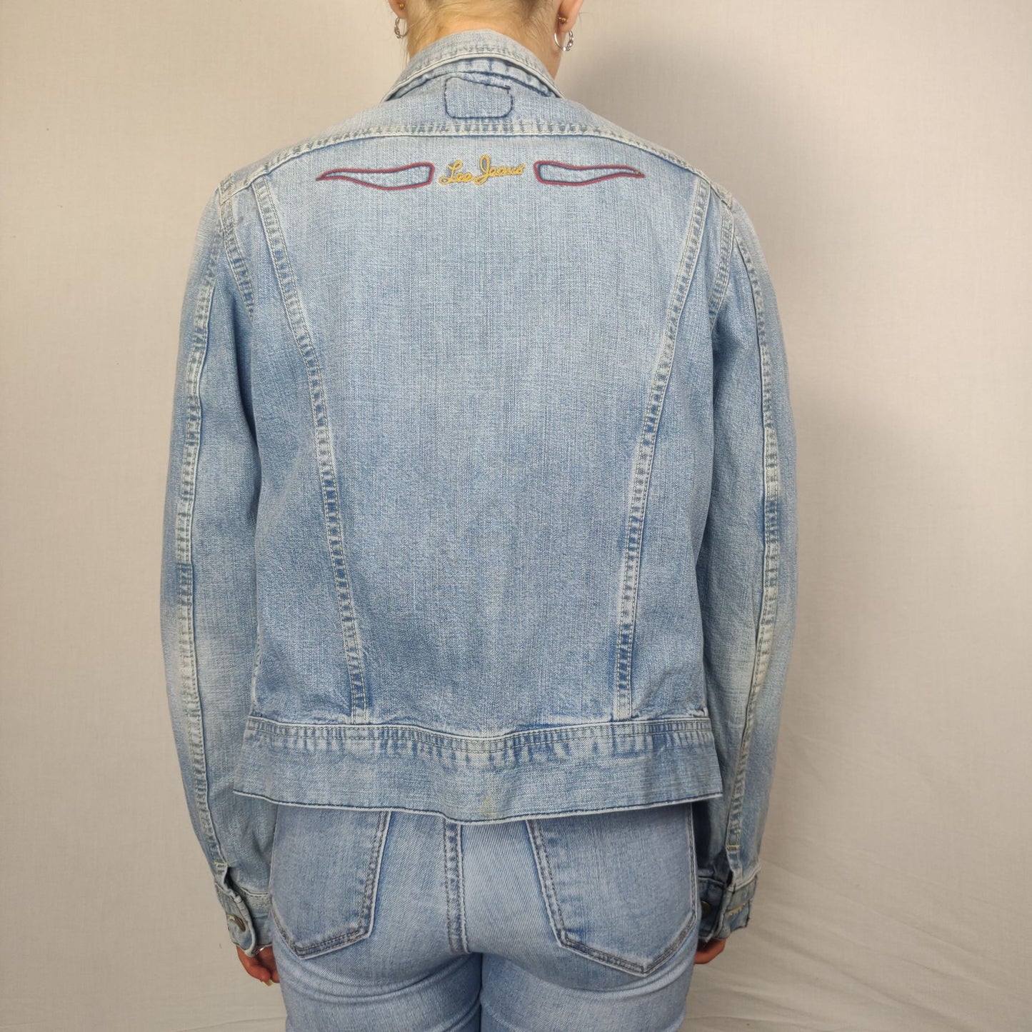 Lee Jacket Vintage Blue Denim Jacket Slim Fit Women Size Medium