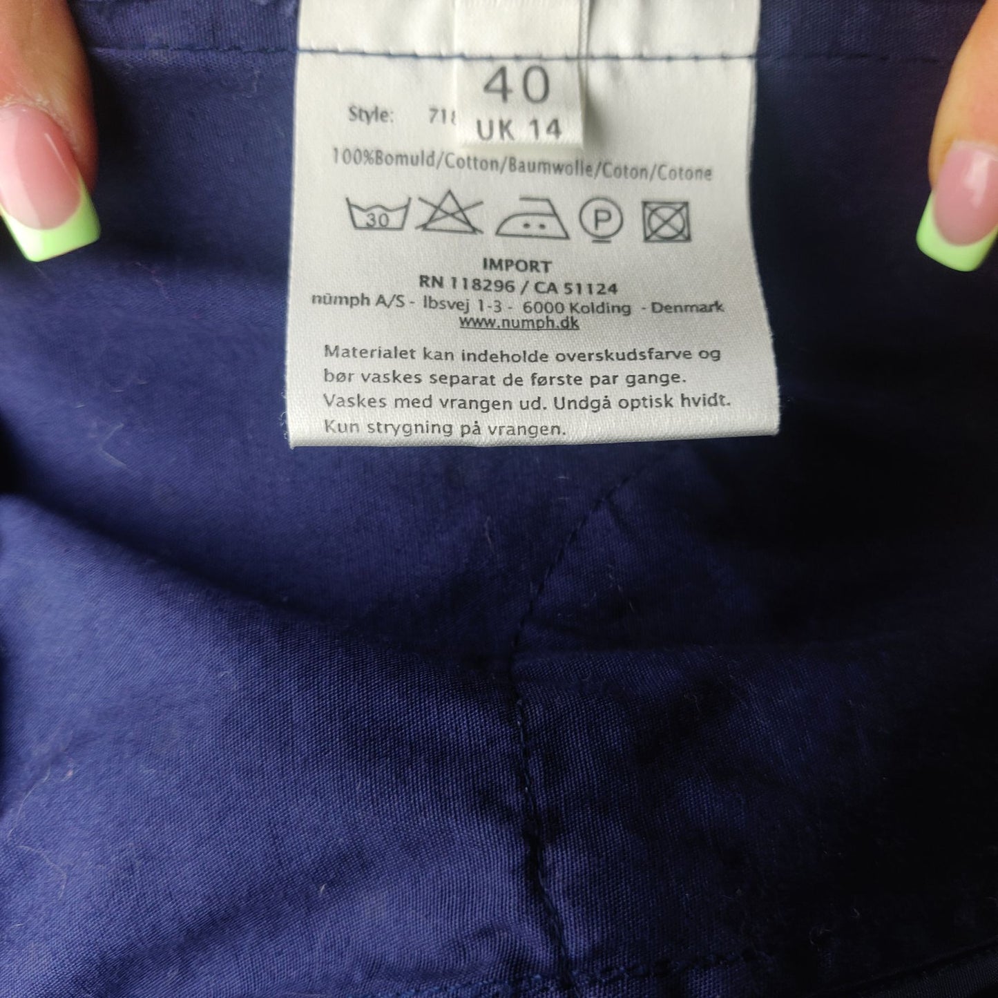 Numph Blue Button Blouse Short Sleeve Women Size UK 14