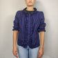 Numph Blue Button Blouse Short Sleeve Women Size UK 14