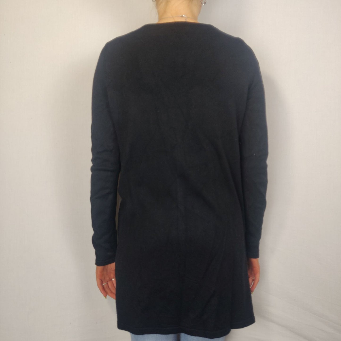 Zara knit Black Leather Sweater Dress Women Size Small