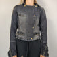 Sicko 19 Grey Basic Denim Jacket Long Sleeve Button Women Size Large