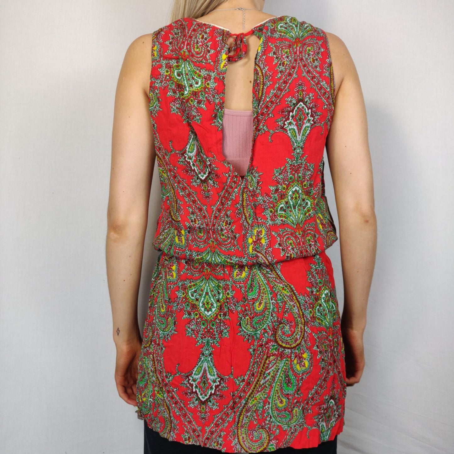 Biscote Red Floral Dress Sleeveless Women Size Small