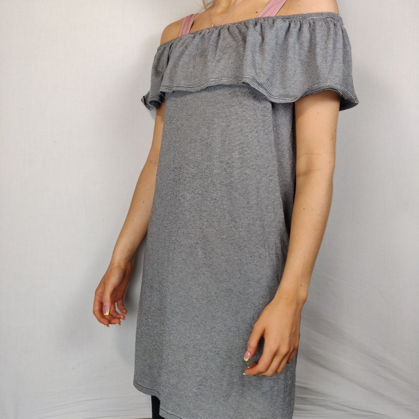 Colin's Grey Dress Open Shoulders Short Sleeve Women Size Small