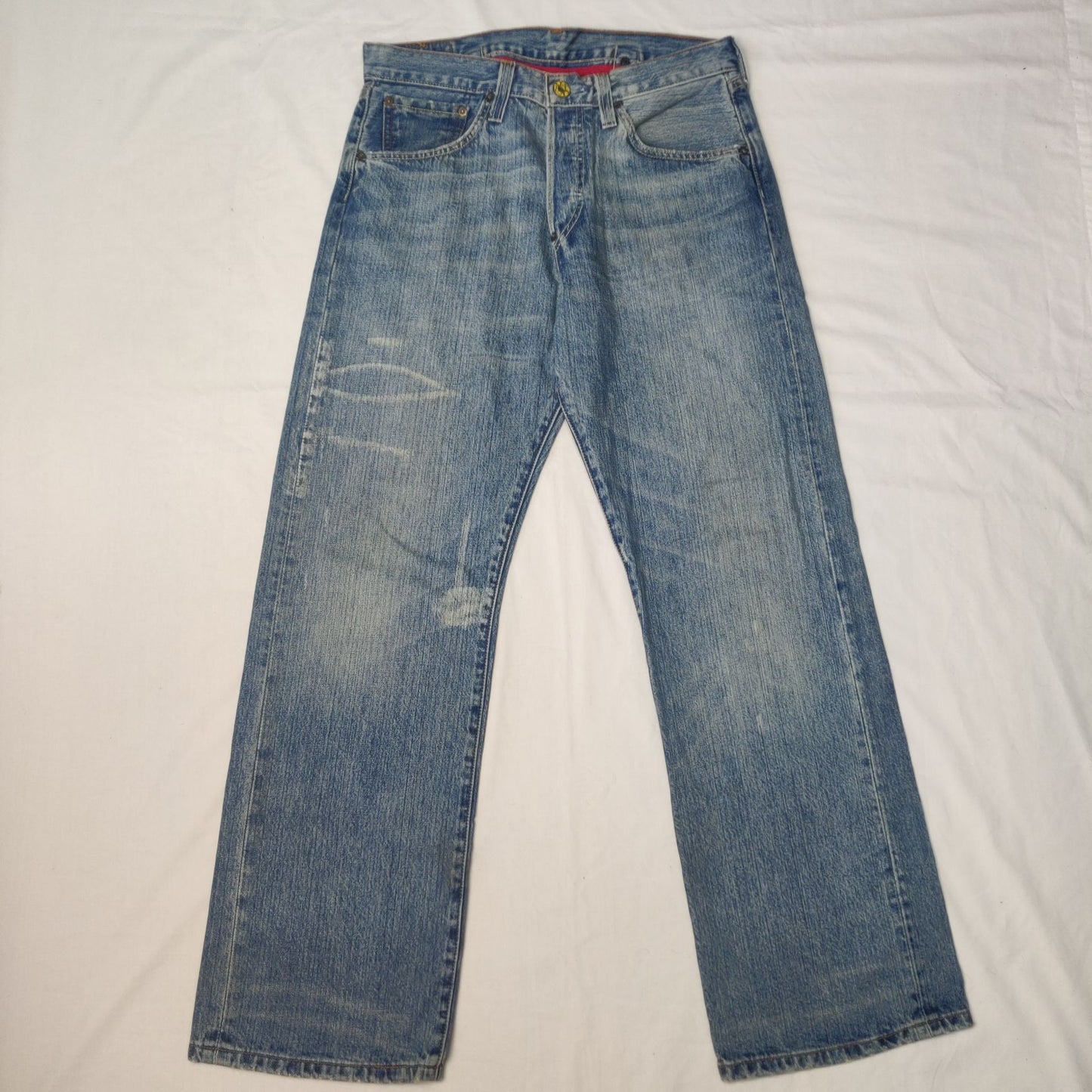 Levis Blue Distressed Denim Jeans Regular Fit Men Size W34/L32