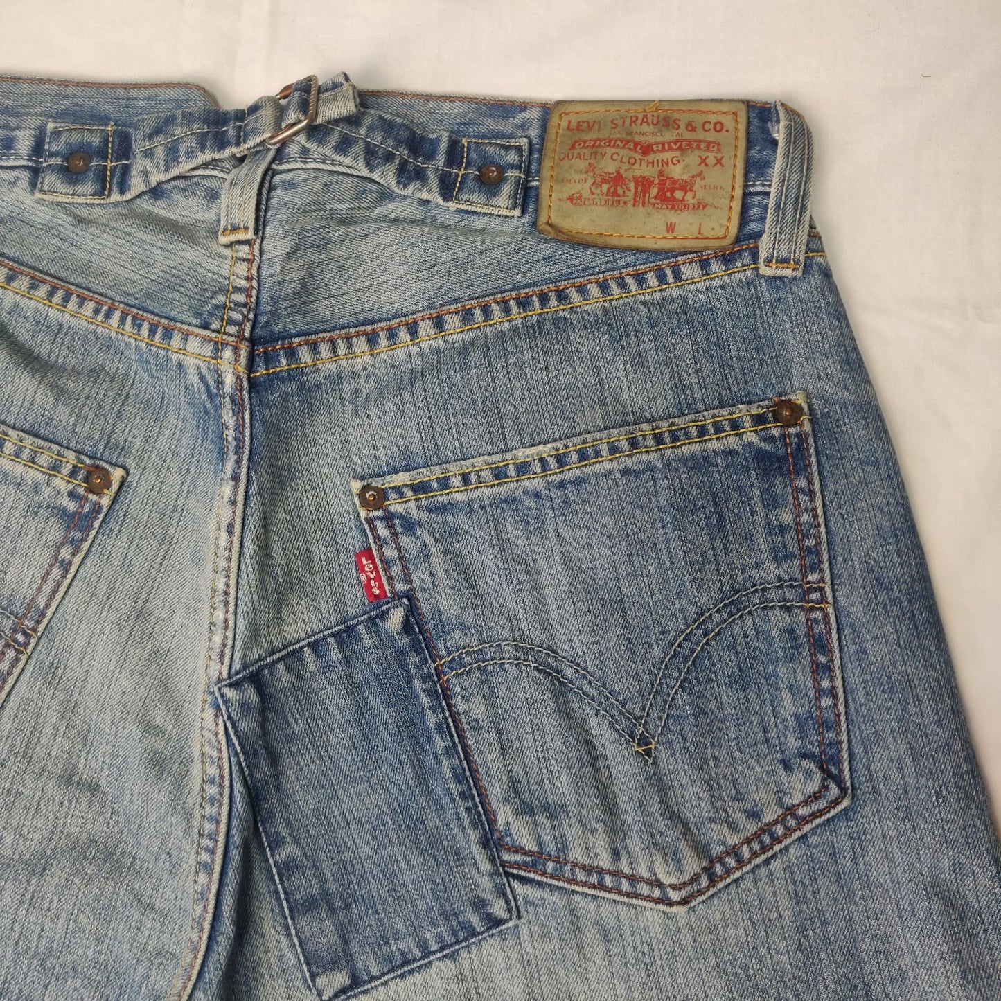 Levis Blue Distressed Denim Jeans Regular Fit Men Size W34/L32