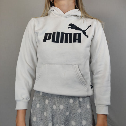 Puma White Pullover Hoodie Pockets Girls 11-12 Years