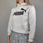Puma White Pullover Hoodie Pockets Girls 11-12 Years
