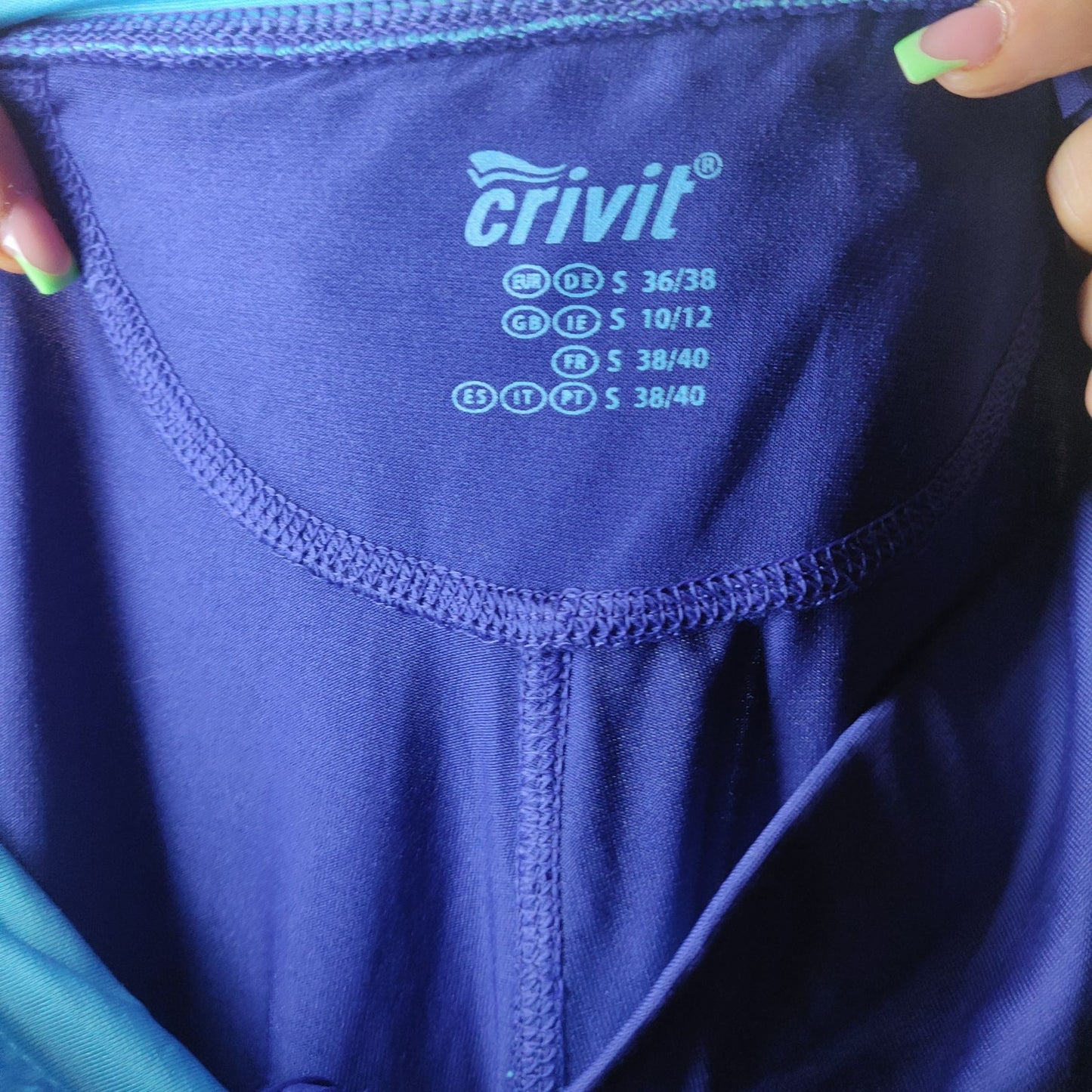 Crivit Blue Cropped Leggings Sportswear Women Size Small UK 10-12