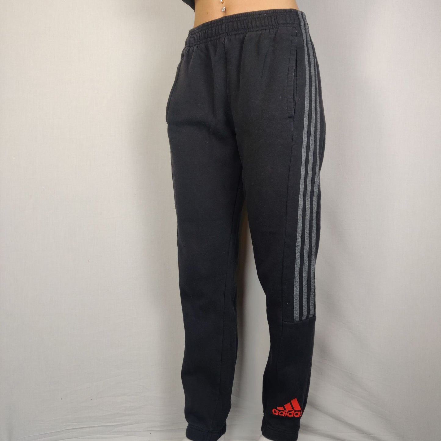 Adidas 3 Stripes Black Sweatpants Track Bottom Boys 13-14 Years