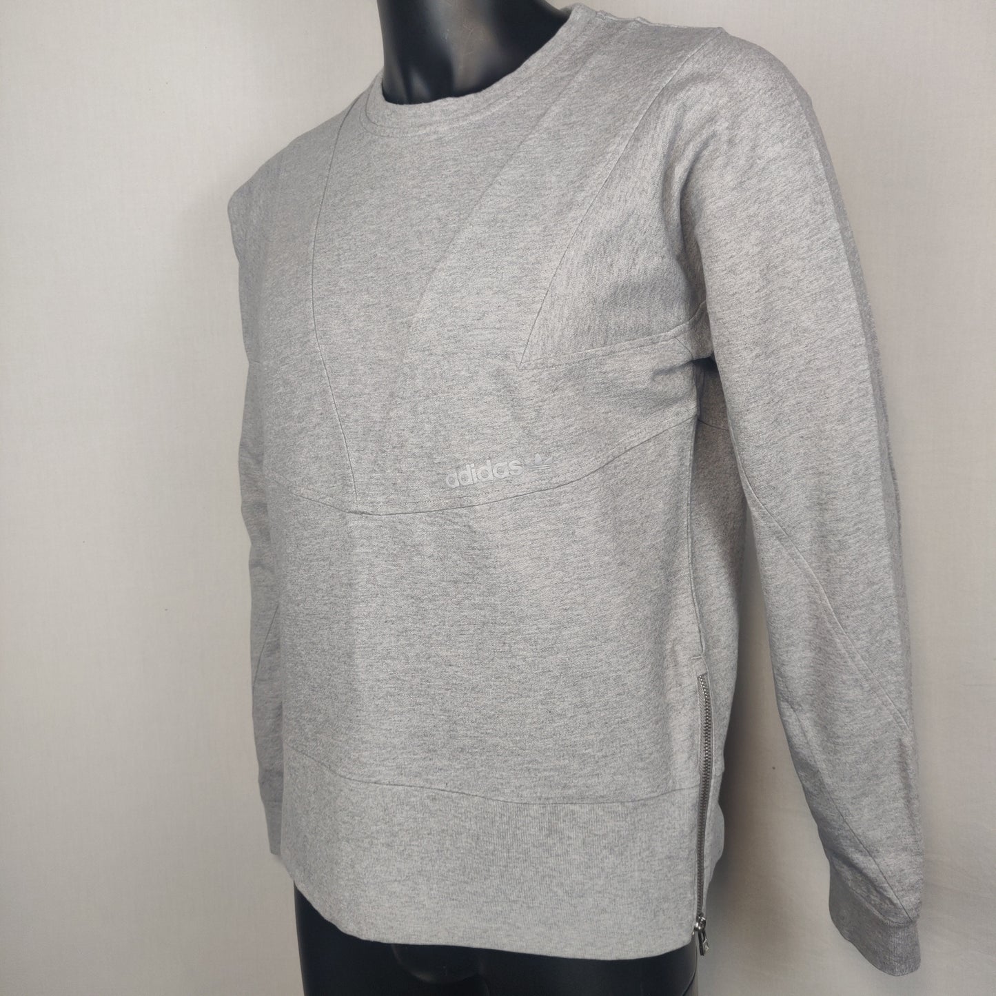 Adidas Grey Sweatshirt With Side Zip Men Size Medium