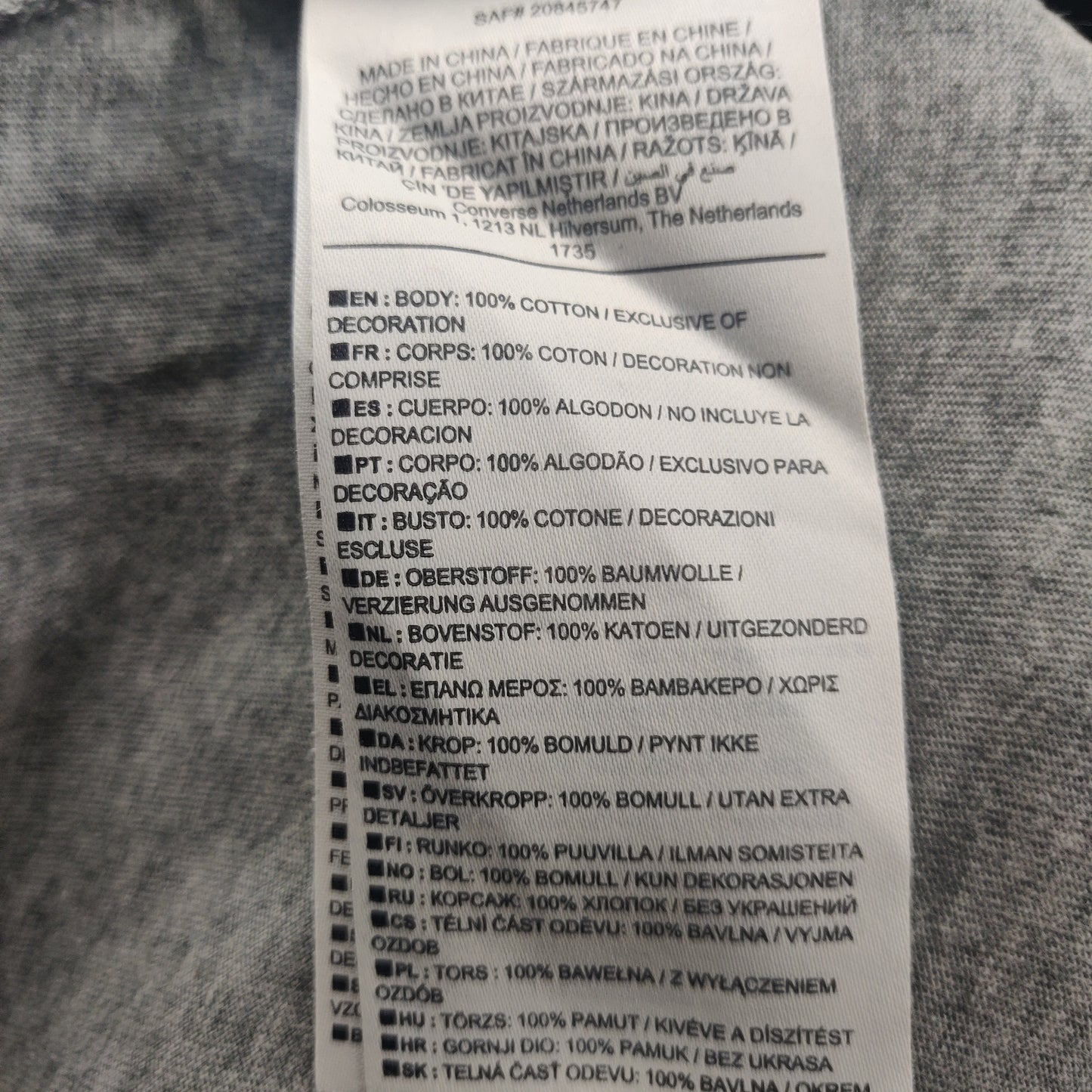 Converse Grey Classic Fit Sweatshirt Men Size Small