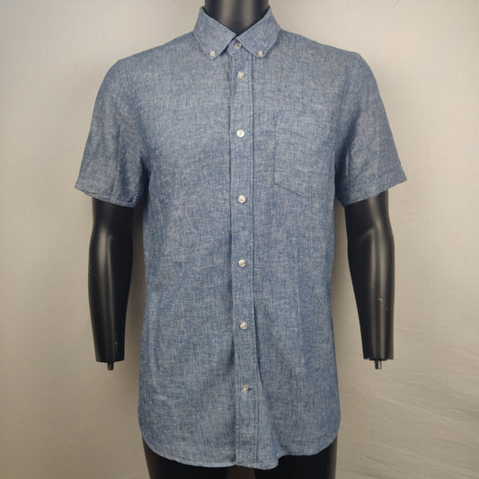 Maine New England Blue Linen Blend Shirt Men Size Medium