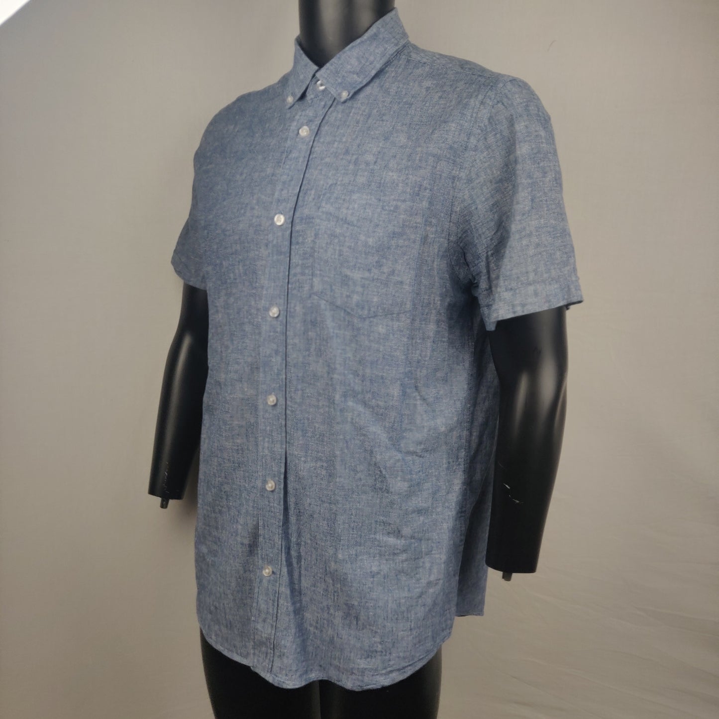 Maine New England Blue Linen Blend Shirt Men Size Medium