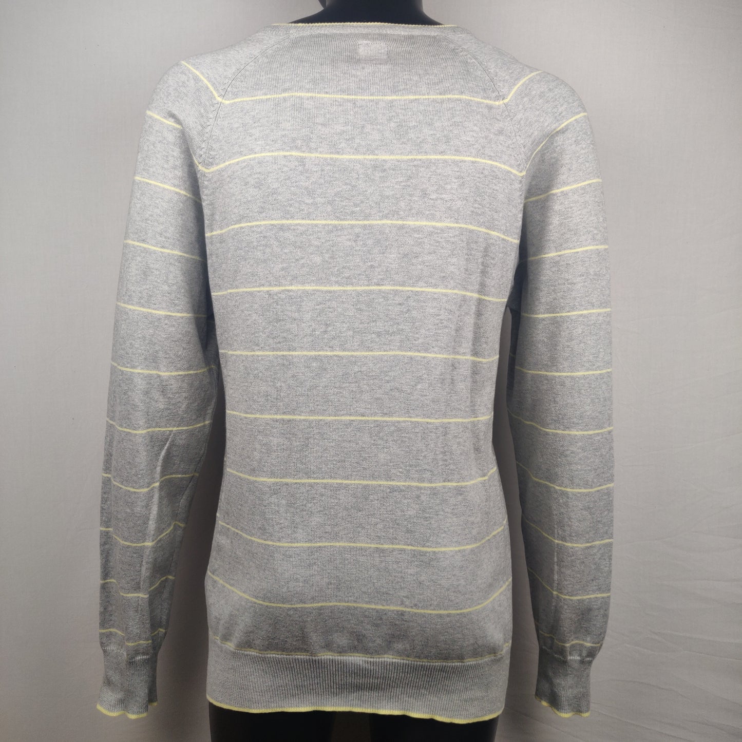 Adidas Grey Striped Crew Neck Sweatshirt Jumper Men Size Large