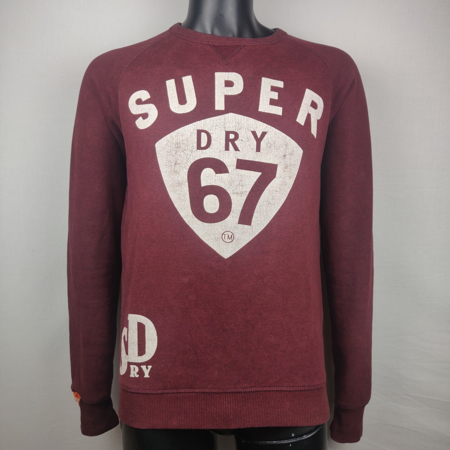Superdry Vintage Burgundy Blacklabel Crew Sweatshirt Men Size Medium