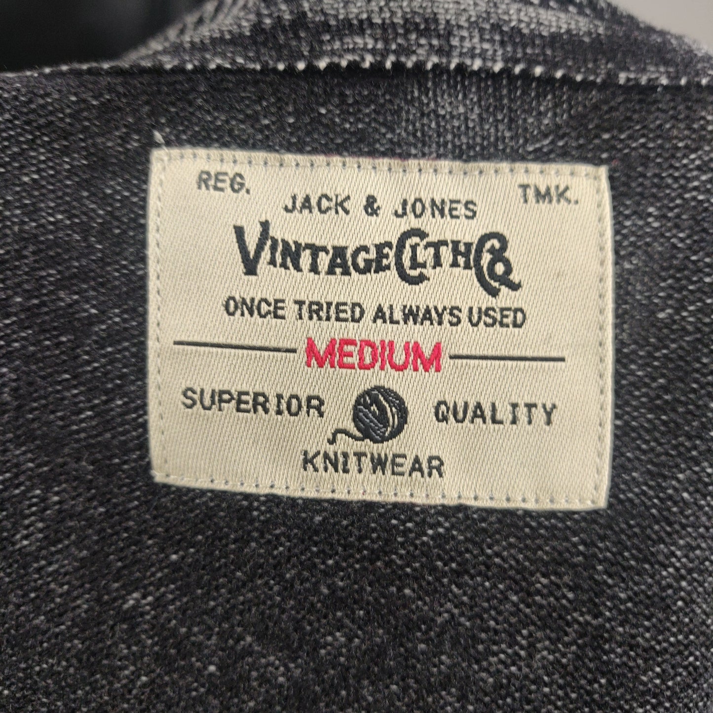 Jack & Jones Vintage Black Knitwear Sweatshirt Men Size Medium